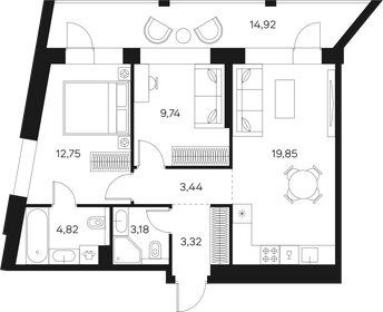 Квартира 64,3 м², 2-комнатная - изображение 1