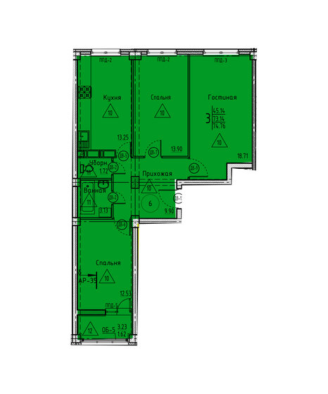 74,8 м², 3-комнатная квартира 7 625 520 ₽ - изображение 1