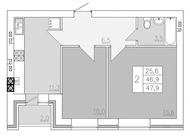 Квартира 47,9 м², 2-комнатная - изображение 1