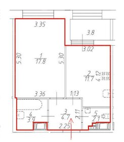 Квартира 44 м², 1-комнатная - изображение 1