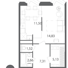 Квартира 43 м², 1-комнатная - изображение 3