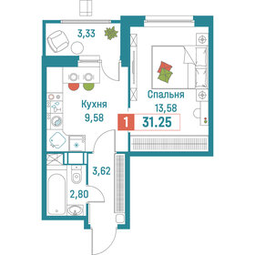 31,3 м², 1-комнатная квартира 6 165 000 ₽ - изображение 11