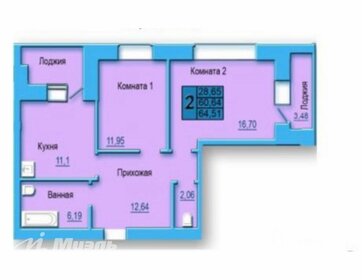 Квартира 59,8 м², 2-комнатная - изображение 1