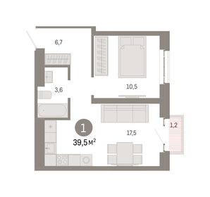 42 м², 1-комнатная квартира 15 040 000 ₽ - изображение 14