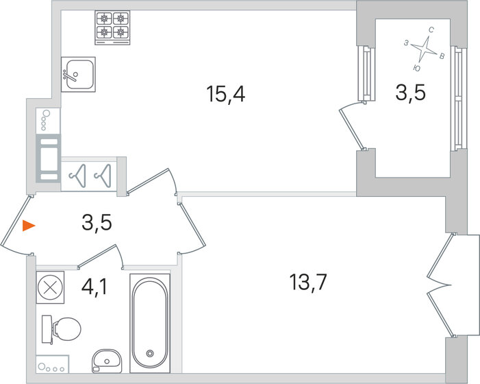 38,5 м², 1-комнатная квартира 8 910 760 ₽ - изображение 51