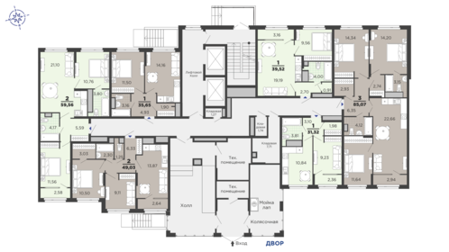 59,2 м², 2-комнатная квартира 6 300 000 ₽ - изображение 72