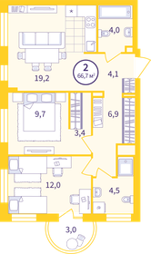 Квартира 64,7 м², 2-комнатная - изображение 1