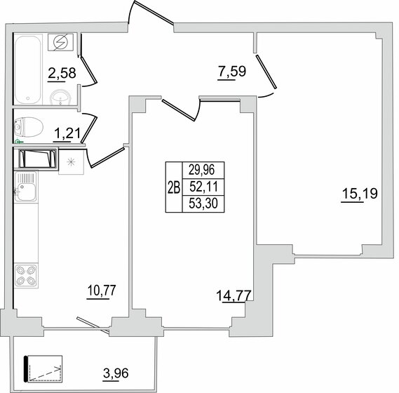 53,3 м², 2-комнатная квартира 4 104 100 ₽ - изображение 37