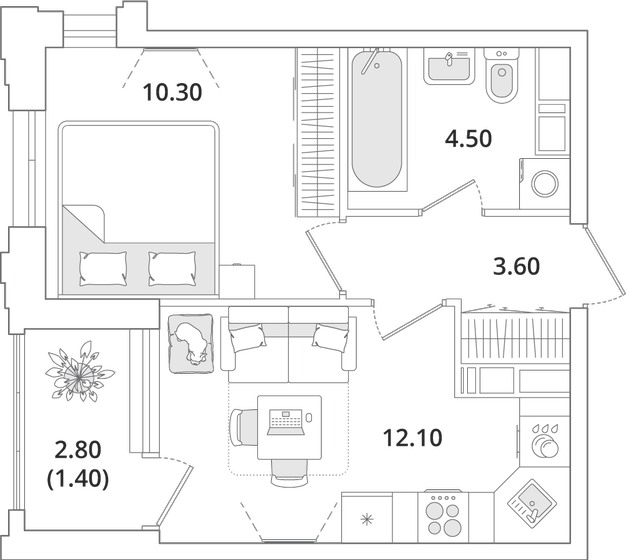 31,9 м², 1-комнатная квартира 7 623 648 ₽ - изображение 1
