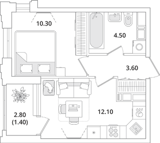 30,9 м², 1-комнатная квартира 7 300 000 ₽ - изображение 58