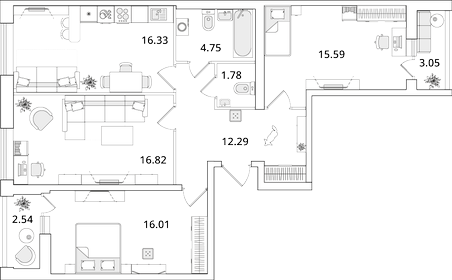 80,5 м², 3-комнатная квартира 18 400 000 ₽ - изображение 117