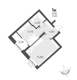 Квартира 34,6 м², 1-комнатная - изображение 1