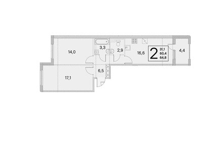 34 м², 1-комнатная квартира 5 610 000 ₽ - изображение 40