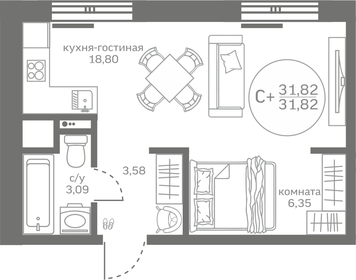 31,8 м², квартира-студия 4 310 000 ₽ - изображение 29