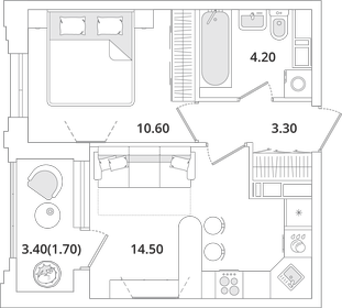34,3 м², 1-комнатная квартира 7 987 468 ₽ - изображение 54