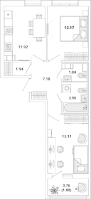 50,1 м², 2-комнатная квартира 14 200 096 ₽ - изображение 112