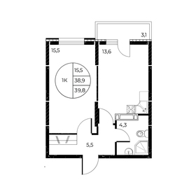 39,8 м², 1-комнатная квартира 6 682 420 ₽ - изображение 13