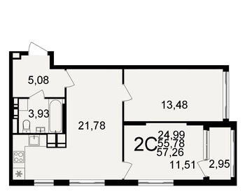 55 м², 2-комнатная квартира 5 635 450 ₽ - изображение 15