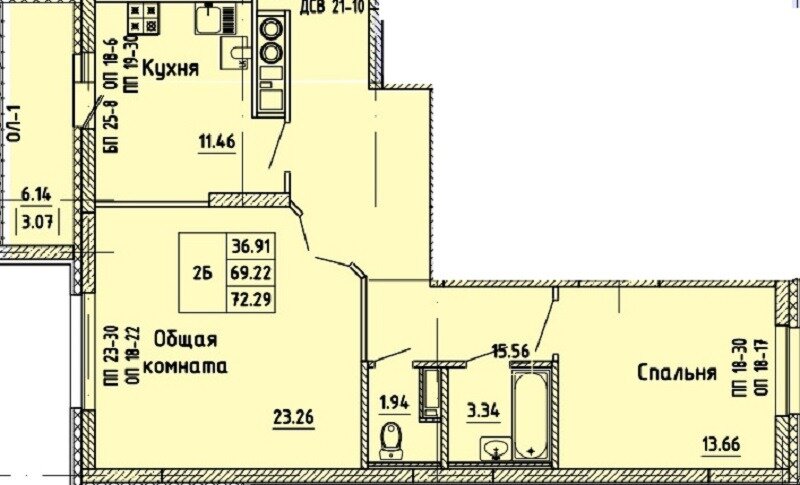 72 м², 2-комнатная квартира 6 480 000 ₽ - изображение 1