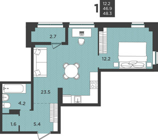 Квартира 48,3 м², 2-комнатная - изображение 1