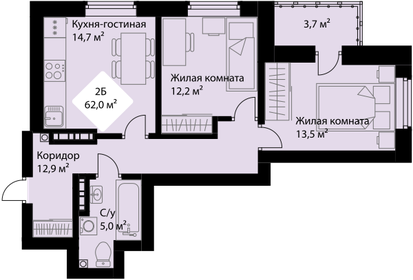 60 м², 2-комнатная квартира 5 500 000 ₽ - изображение 33