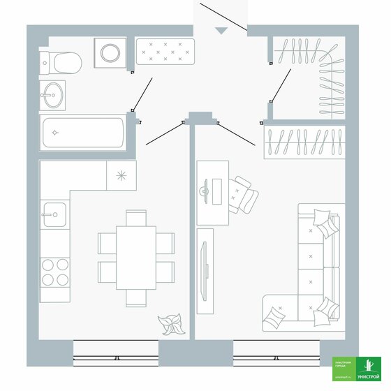 33,7 м², 1-комнатная квартира 5 295 000 ₽ - изображение 1