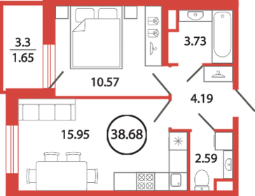 40,5 м², 1-комнатная квартира 7 648 011 ₽ - изображение 78