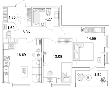 65,7 м², 2-комнатная квартира 14 800 000 ₽ - изображение 145