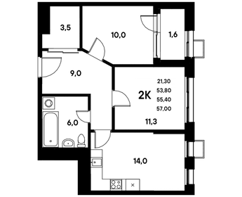 55,6 м², 2-комнатная квартира 8 840 838 ₽ - изображение 22