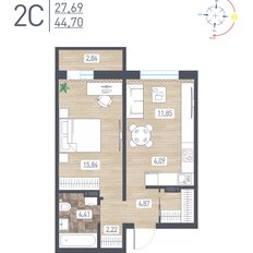 Квартира 44,7 м², 2-комнатная - изображение 2