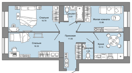 79 м², 3-комнатная квартира 8 032 244 ₽ - изображение 18