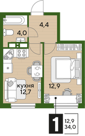 Квартира 34 м², 1-комнатная - изображение 2