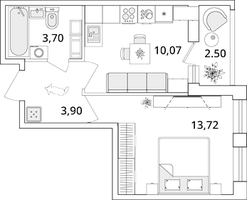 42,4 м², 1-комнатная квартира 5 950 000 ₽ - изображение 67