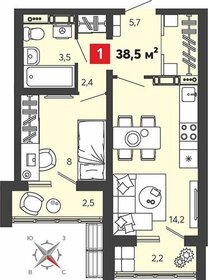 38,6 м², 1-комнатная квартира 3 281 000 ₽ - изображение 6