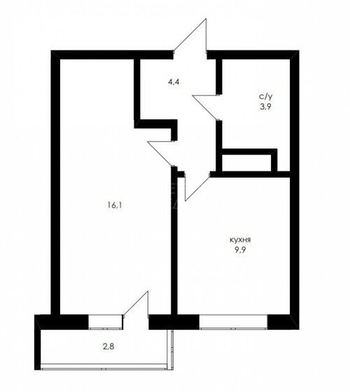 34 м², 1-комнатная квартира 5 200 000 ₽ - изображение 1