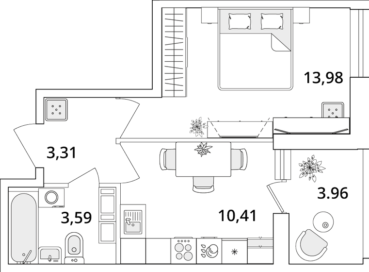 33,3 м², 1-комнатная квартира 8 716 803 ₽ - изображение 1