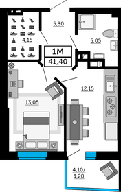 58 м², 1-комнатная квартира 6 500 000 ₽ - изображение 138