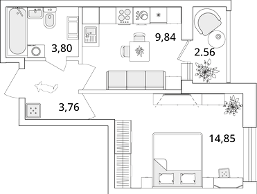 33,2 м², 1-комнатная квартира 9 485 494 ₽ - изображение 15