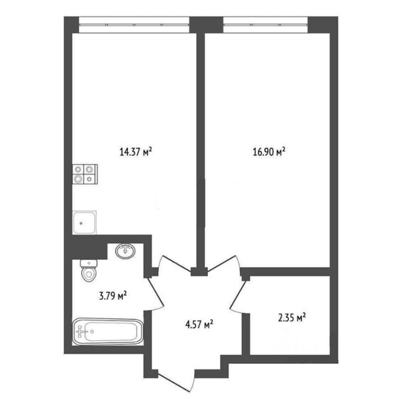 43 м², 1-комнатная квартира 7 000 000 ₽ - изображение 1