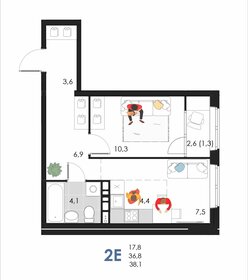 38,1 м², 2-комнатная квартира 4 391 406 ₽ - изображение 21