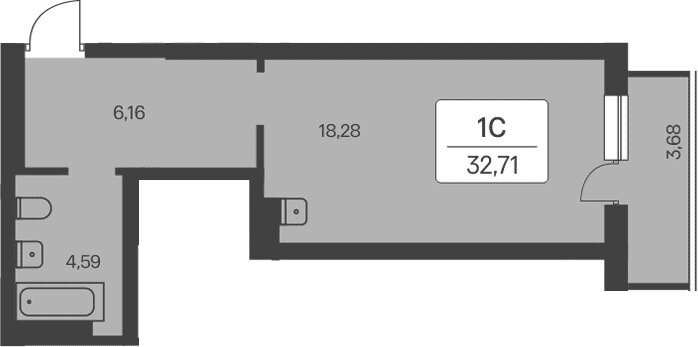 32,7 м², квартира-студия 3 400 000 ₽ - изображение 1