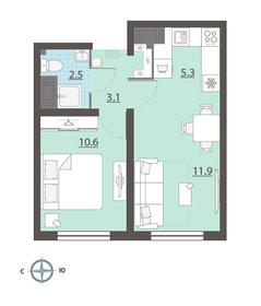 33 м², 1-комнатная квартира 2 150 000 ₽ - изображение 40