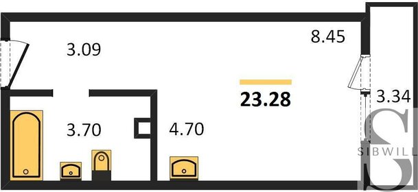 Квартира 23,3 м², студия - изображение 1