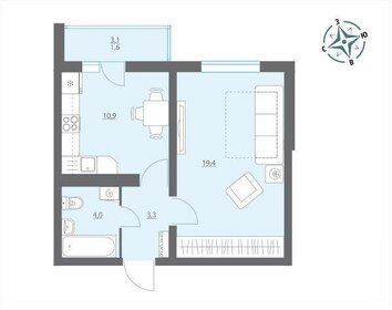 Квартира 39,2 м², 1-комнатная - изображение 1