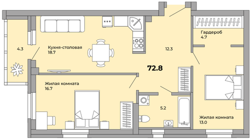 71,1 м², 3-комнатная квартира 8 700 000 ₽ - изображение 76