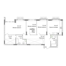 Квартира 110,9 м², 3-комнатная - изображение 1