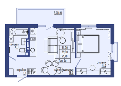 32 м², квартира-студия 3 810 000 ₽ - изображение 85