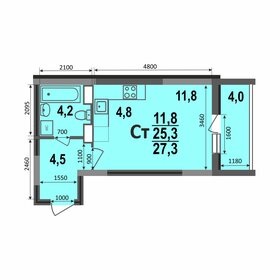 Квартира 27,3 м², студия - изображение 1