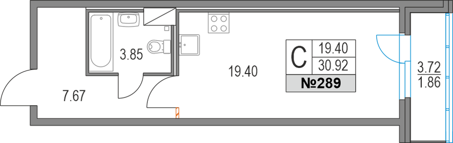 Квартира 30,9 м², студия - изображение 1