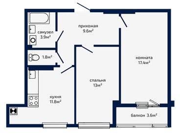 59,3 м², 2-комнатная квартира 6 760 200 ₽ - изображение 15